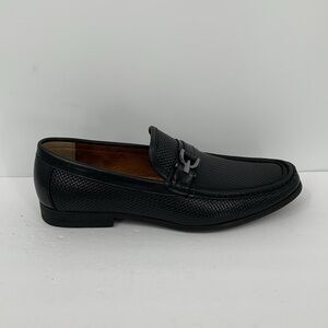 Steve Madden Chivan slip-on loafer shoe black leather woven horsebit men 10.5